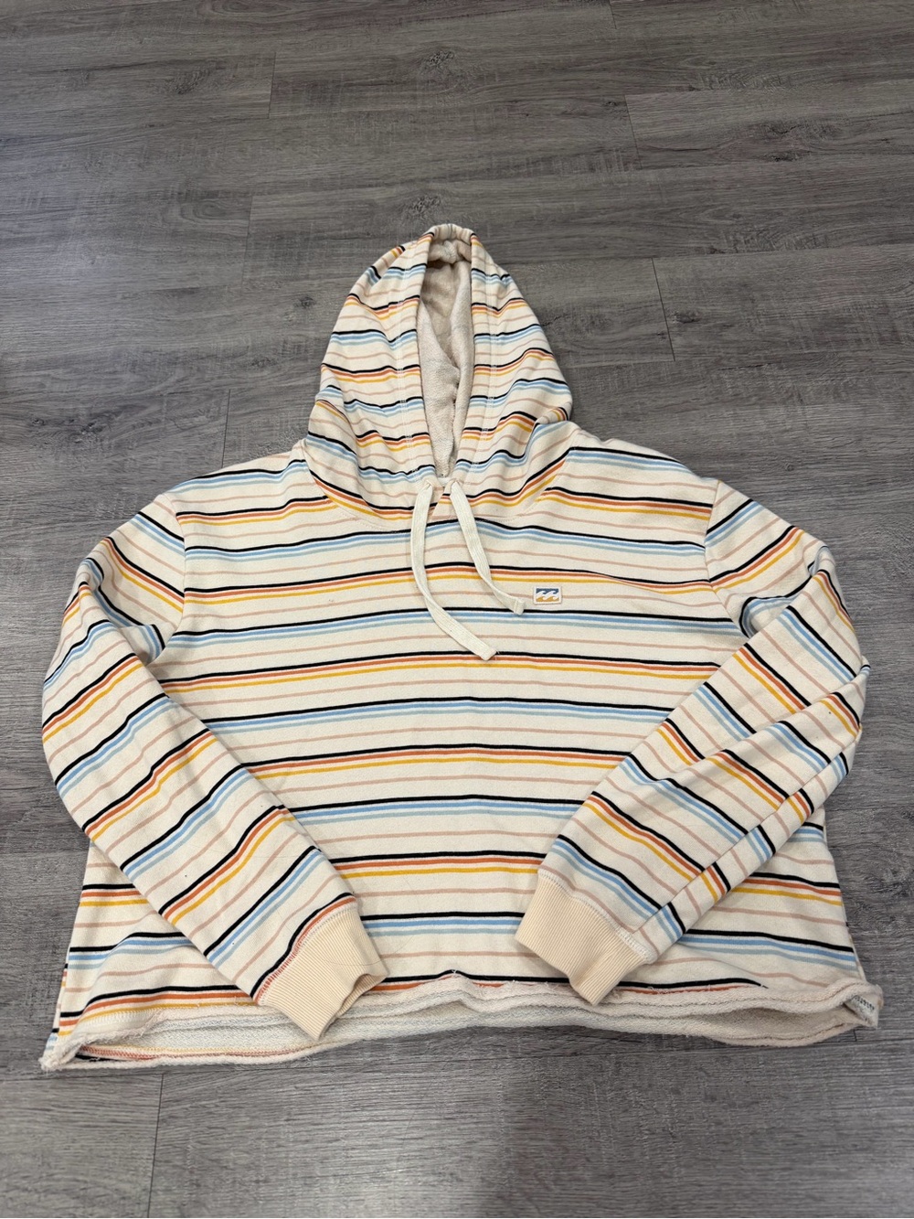 Billabong Cream Striped Crewneck Hoodie - Blue Yellow Orange